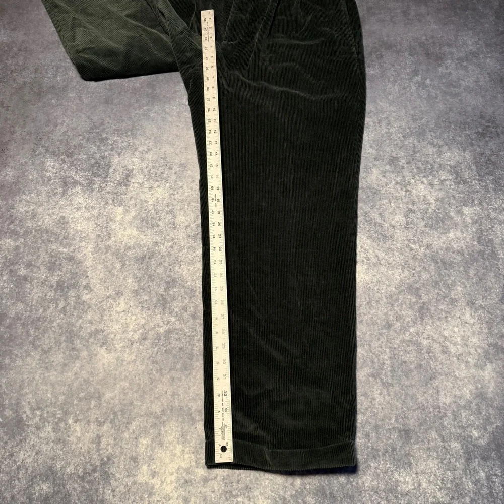 Brooks Brothers Elliot Mens Green Corduroy Pleated Pants W40 L32 Cotton Chinos
